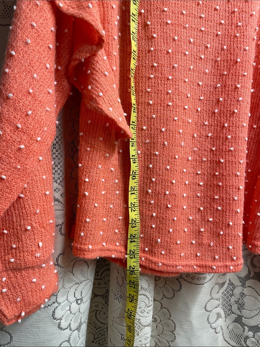 Love Riche Coral-Peach Knit Sweater with White Bead Accents NWT Small - Picture 8 of 8